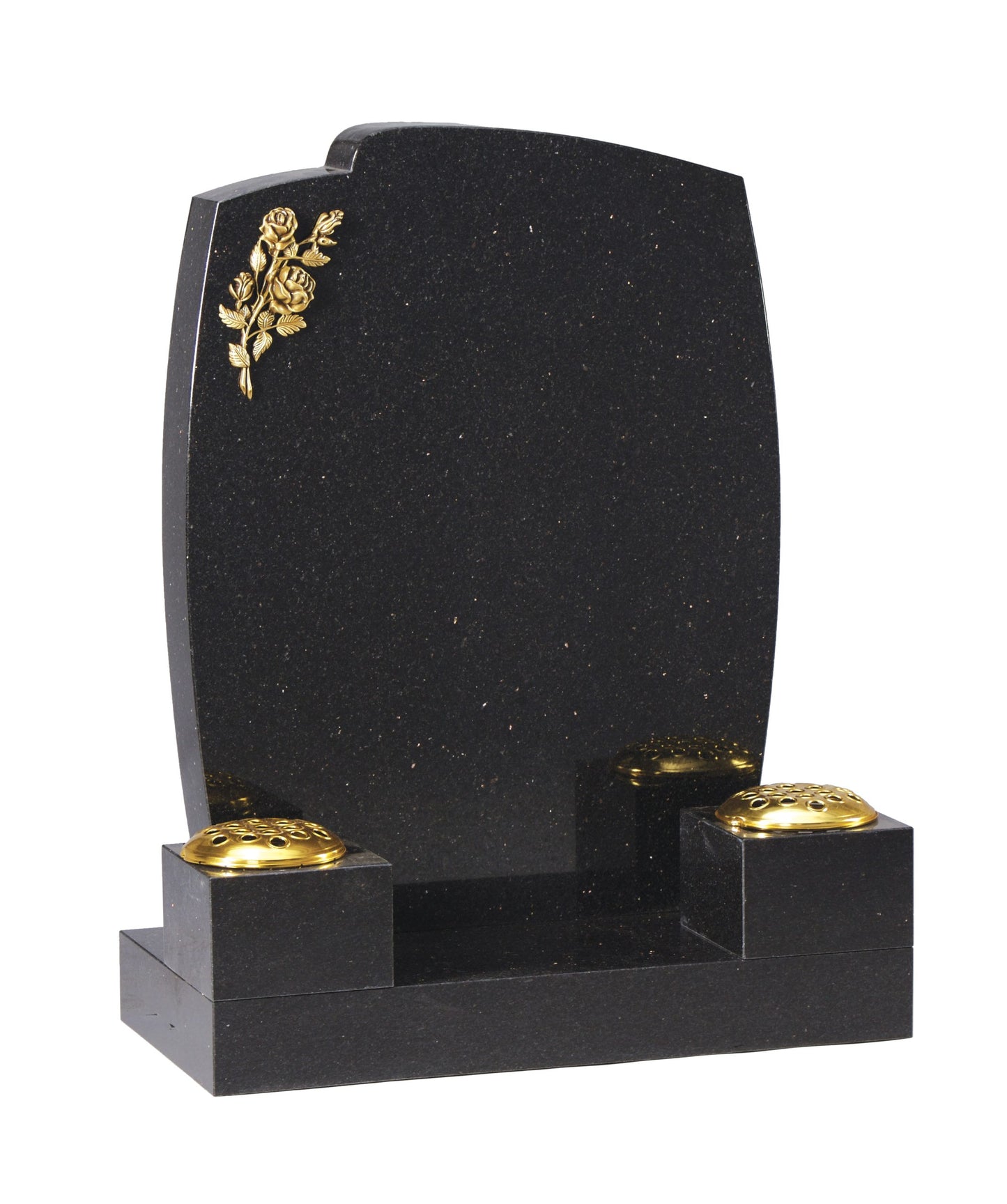 Black Granite with Bronze rose detail Headstone (WG6)