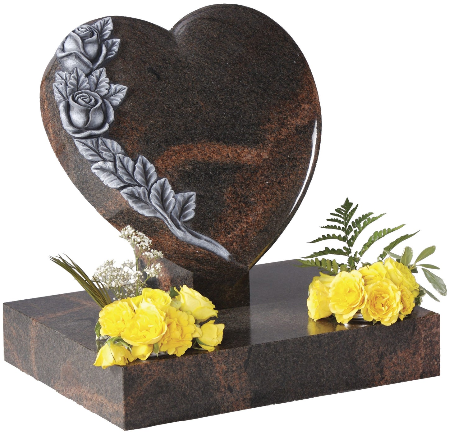 Heart Shaped memorial with carved Roses (WG151)