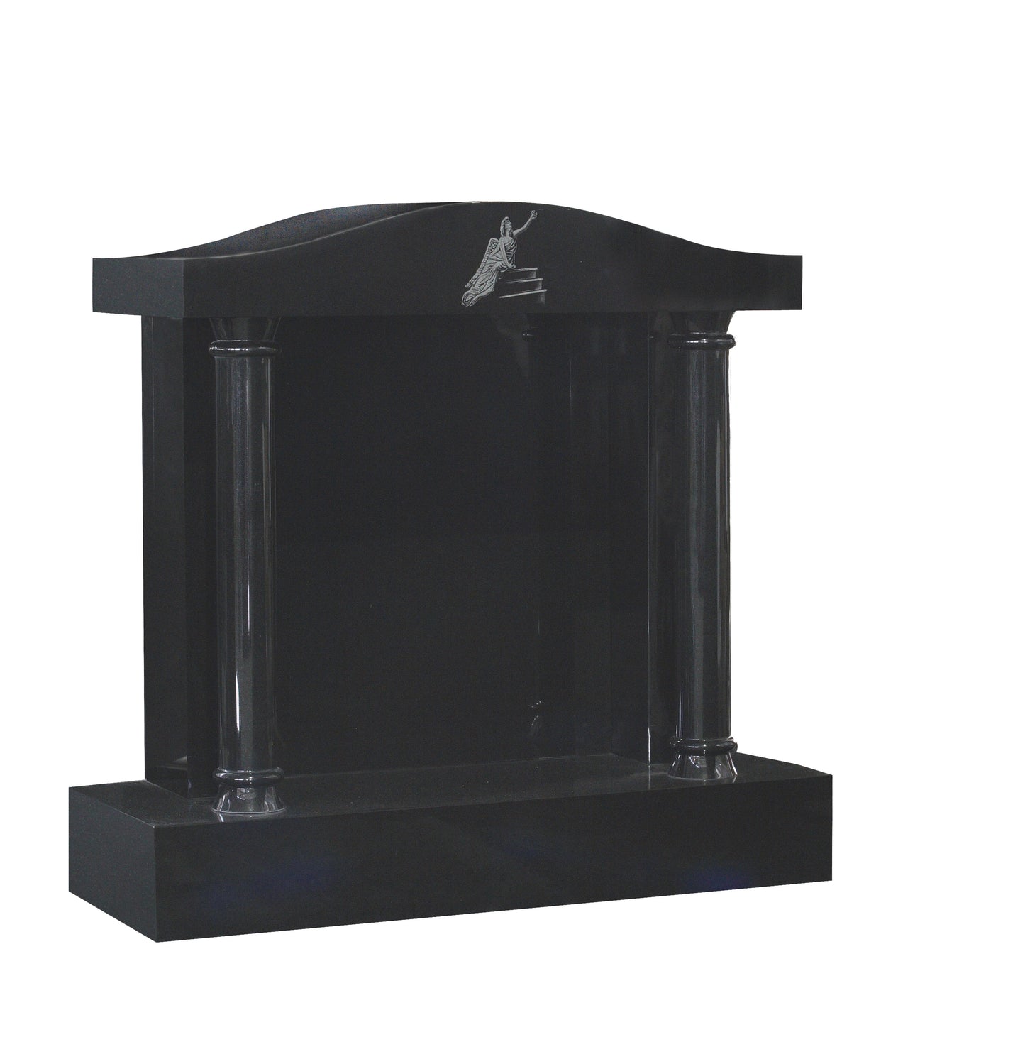 Black Granite Cap Memorial with Fluted Columns (ET125)