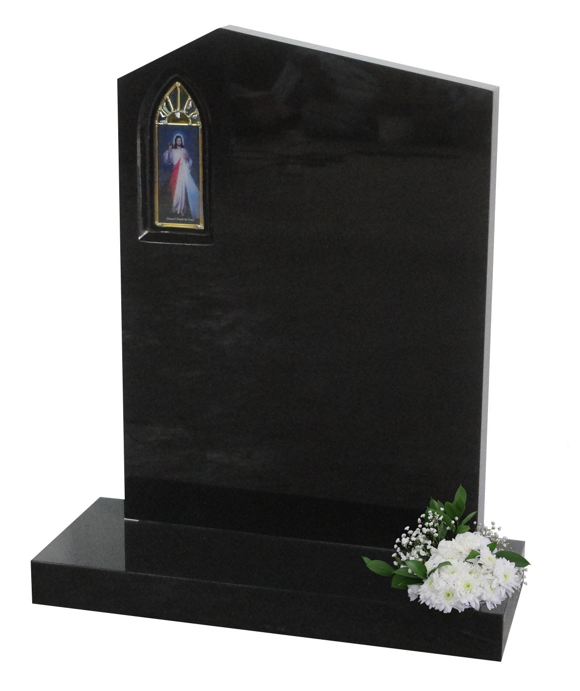 Black Granite with stain glass window Memorial (ET138)