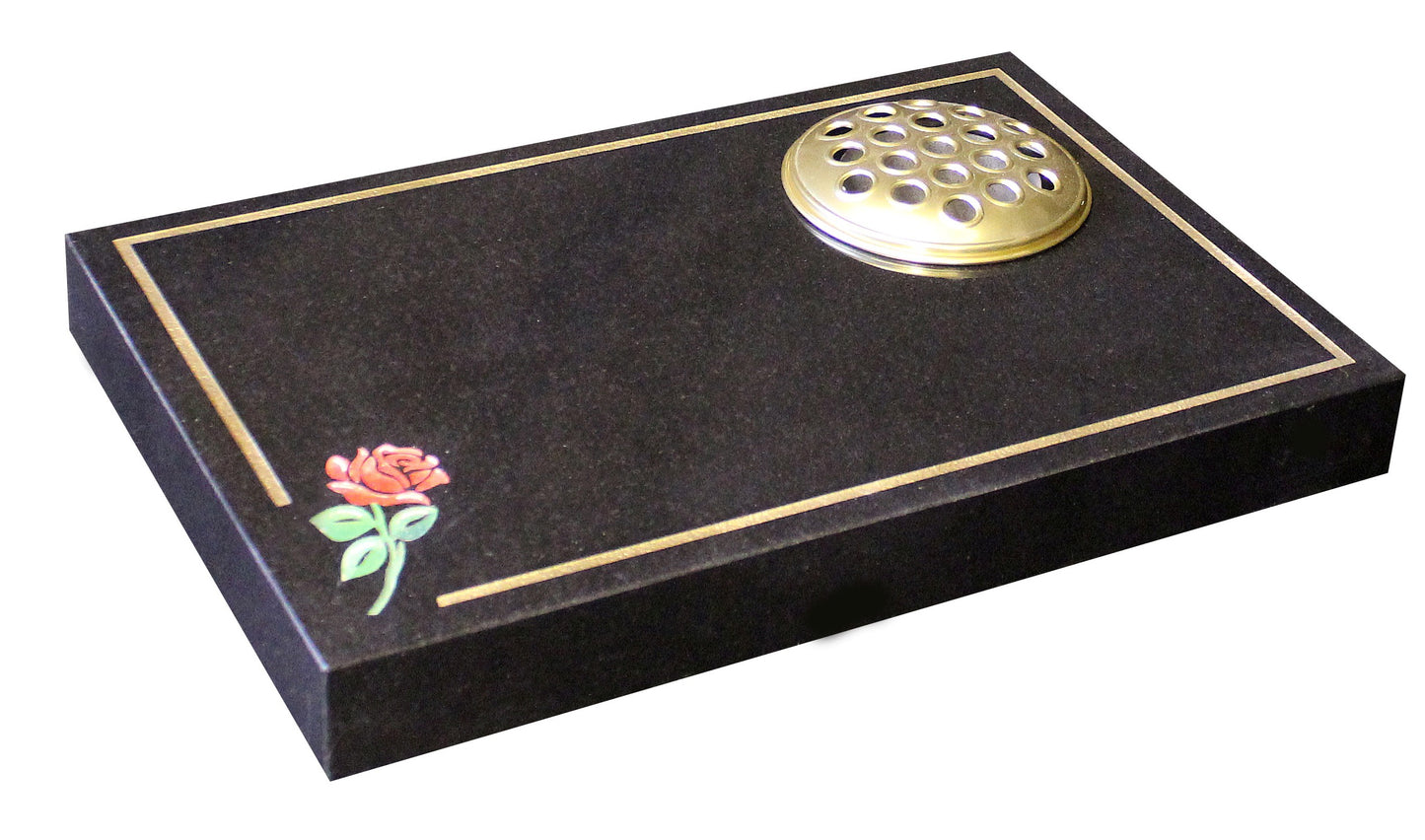 Black Granite Cremation Tablet with Rose (ET169)