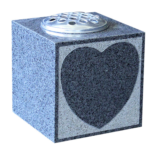 Millennium Grey Square Vase with Heart Design (ET190)