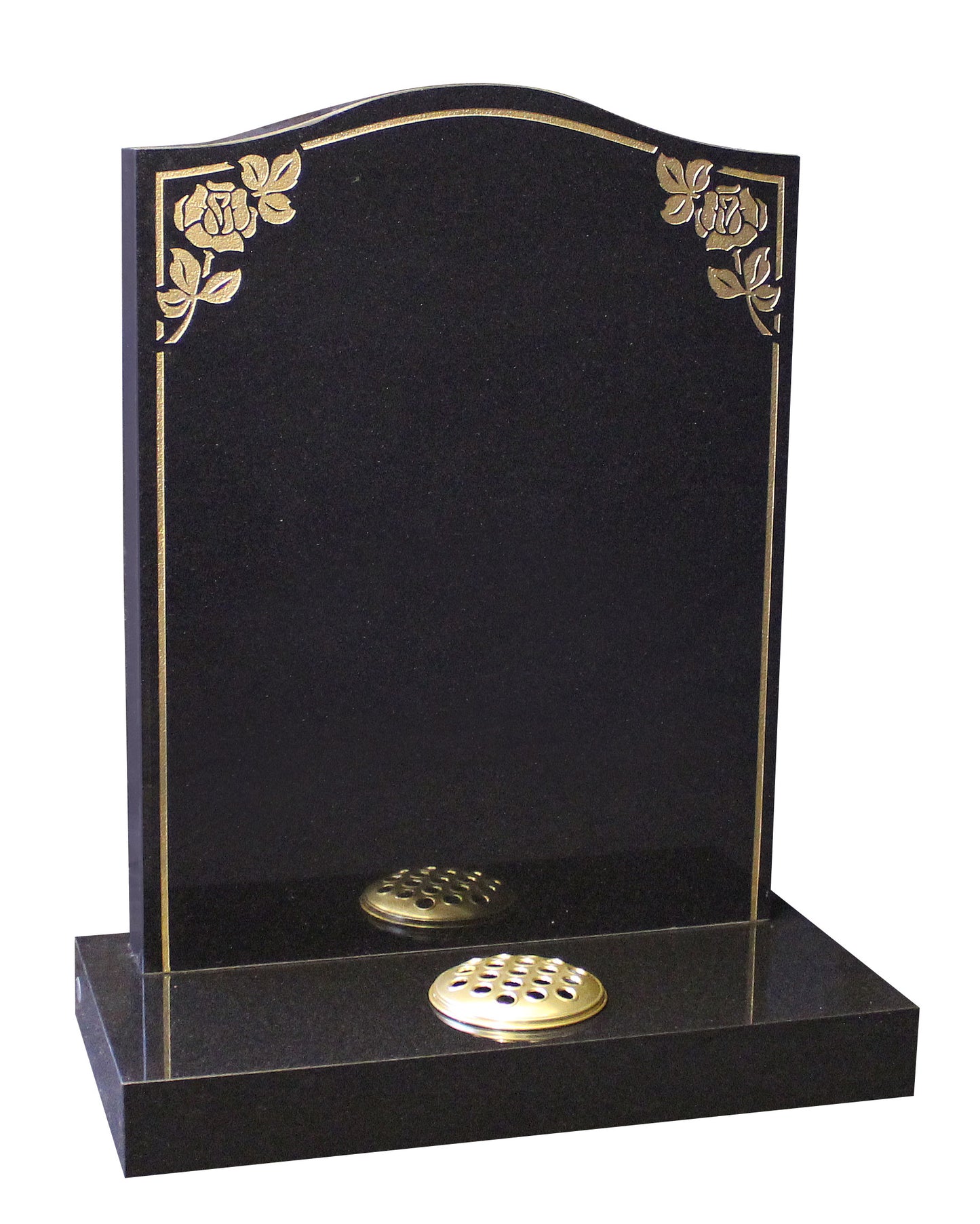 Black Headstone With Gold Roses (ET23)