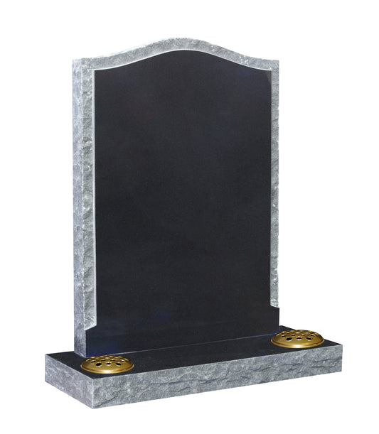 Black Granite Memorial with rustic border (ET36)